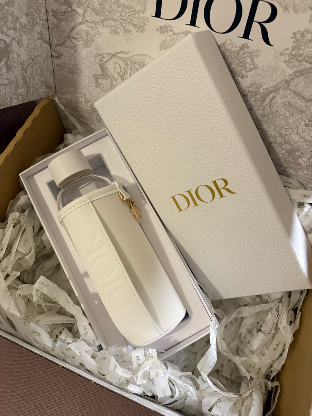 Dior Glass Water Bottle & Holder